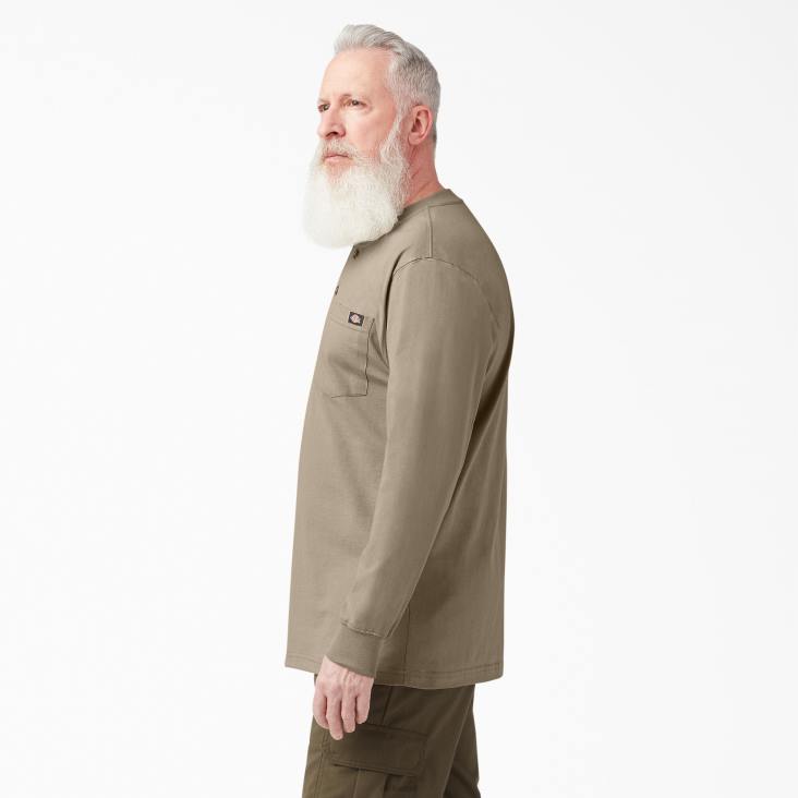 Heren Dickies henley t-shirt met lange mouwen van zware kwaliteit woestijnzand (ds) kleding 6F0X696