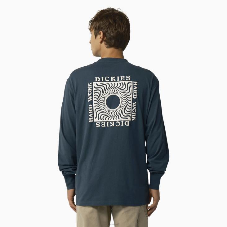 Heren Dickies oatfield t-shirt met lange mouwen luchtmacht blauw (af) kleding 6F0X804