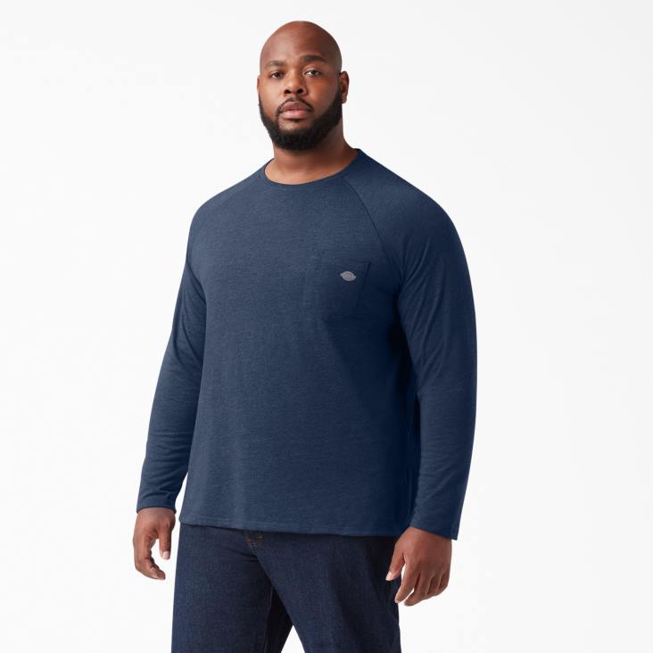 Heren Dickies verkoelend T-shirt met lange mouwen donker marine heide (dnh) kleding 6F0X619