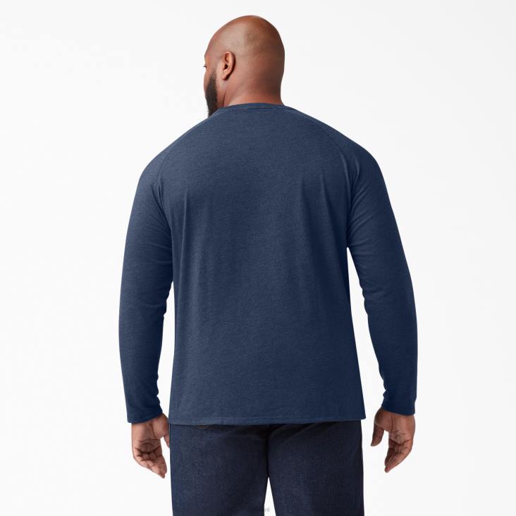 Heren Dickies verkoelend T-shirt met lange mouwen donker marine heide (dnh) kleding 6F0X619