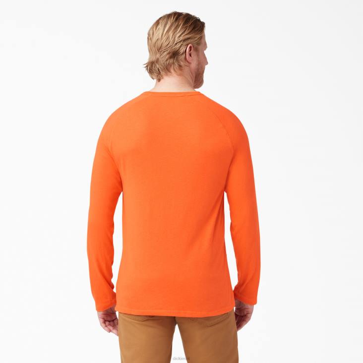 Heren Dickies verkoelend T-shirt met lange mouwen fel oranje (bod) kleding 6F0X615