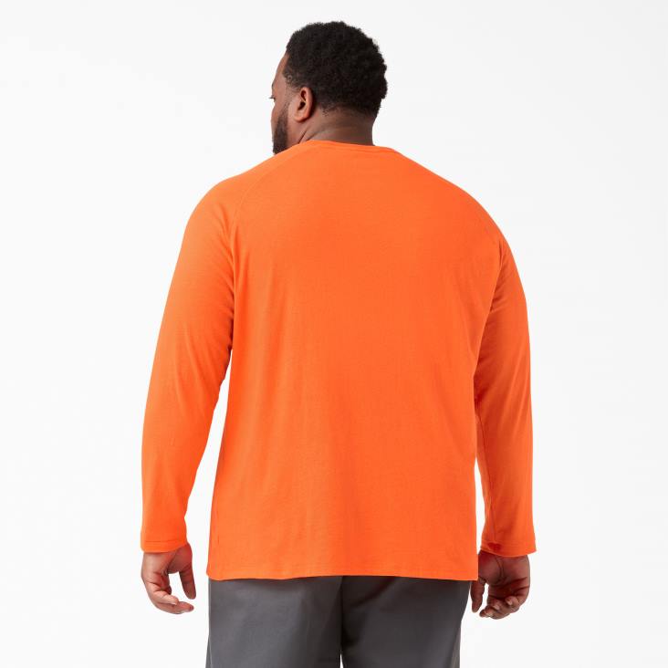 Heren Dickies verkoelend T-shirt met lange mouwen fel oranje (bod) kleding 6F0X615