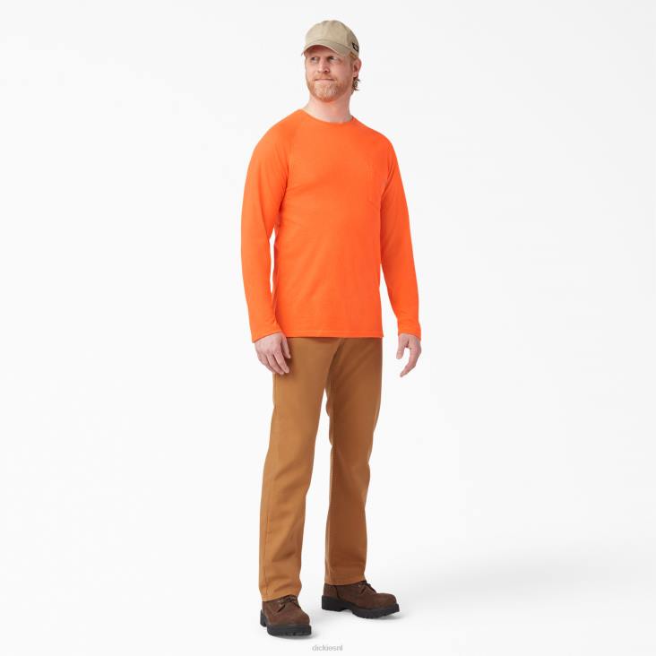 Heren Dickies verkoelend T-shirt met lange mouwen fel oranje (bod) kleding 6F0X615