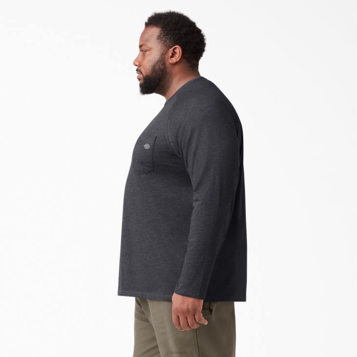 Heren Dickies verkoelend T-shirt met lange mouwen heide zwart (kbh) kleding 6F0X621