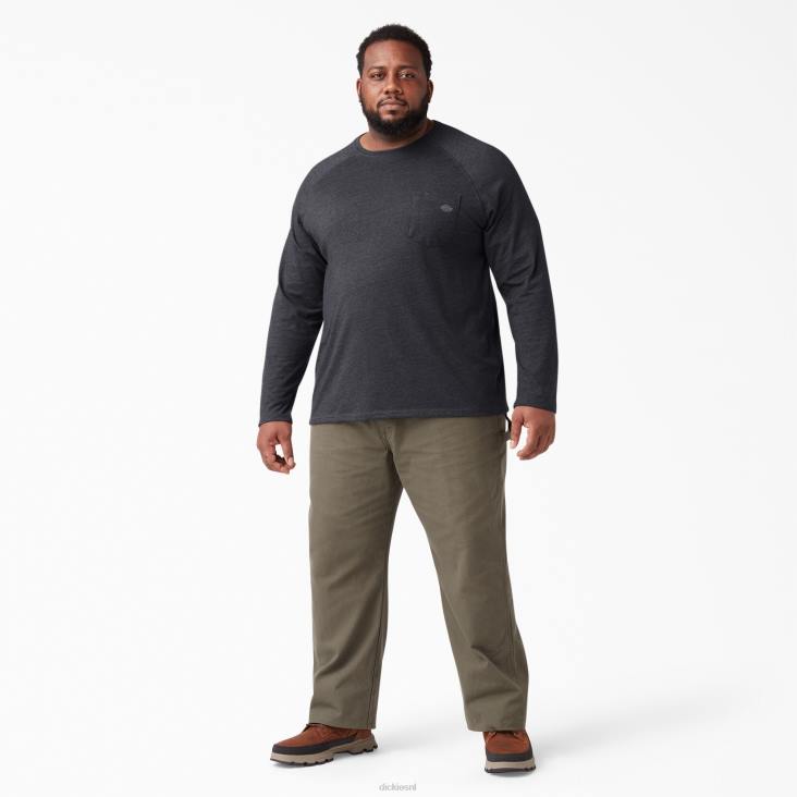 Heren Dickies verkoelend T-shirt met lange mouwen heide zwart (kbh) kleding 6F0X621