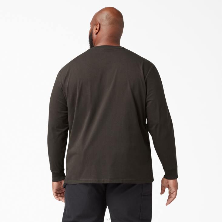 Heren Dickies zwaargewicht T-shirt met lange mouwen chocoladebruin (cb) kleding 6F0X603