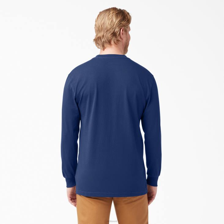 Heren Dickies zwaargewicht T-shirt met lange mouwen diepblauw (el) kleding 6F0X607