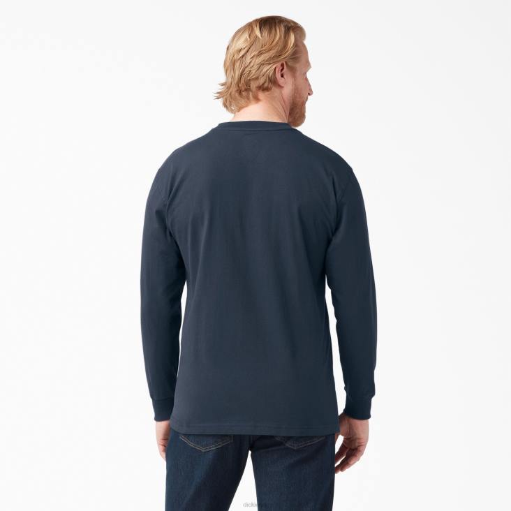 Heren Dickies zwaargewicht T-shirt met lange mouwen donker marineblauw (dn) kleding 6F0X605