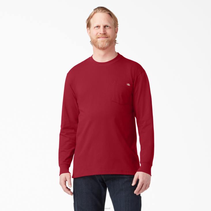 Heren Dickies zwaargewicht T-shirt met lange mouwen engels rood (er) kleding 6F0X608