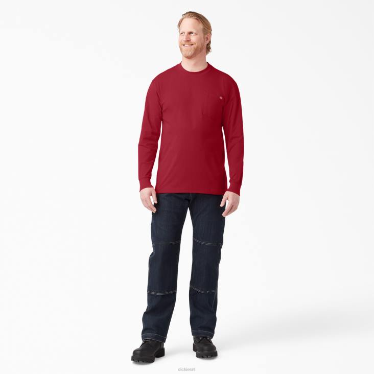 Heren Dickies zwaargewicht T-shirt met lange mouwen engels rood (er) kleding 6F0X608