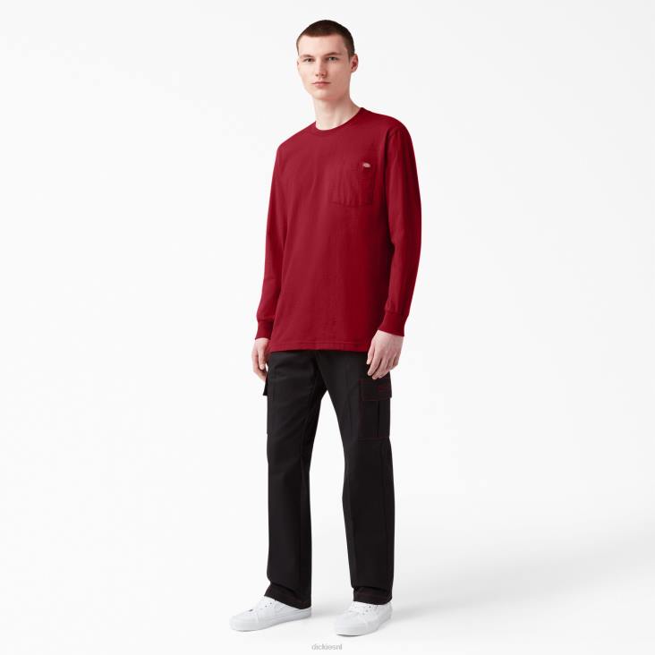 Heren Dickies zwaargewicht T-shirt met lange mouwen engels rood (er) kleding 6F0X608