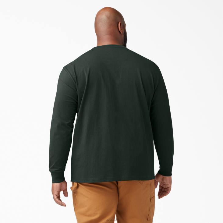 Heren Dickies zwaargewicht T-shirt met lange mouwen jager groen (gh) kleding 6F0X609