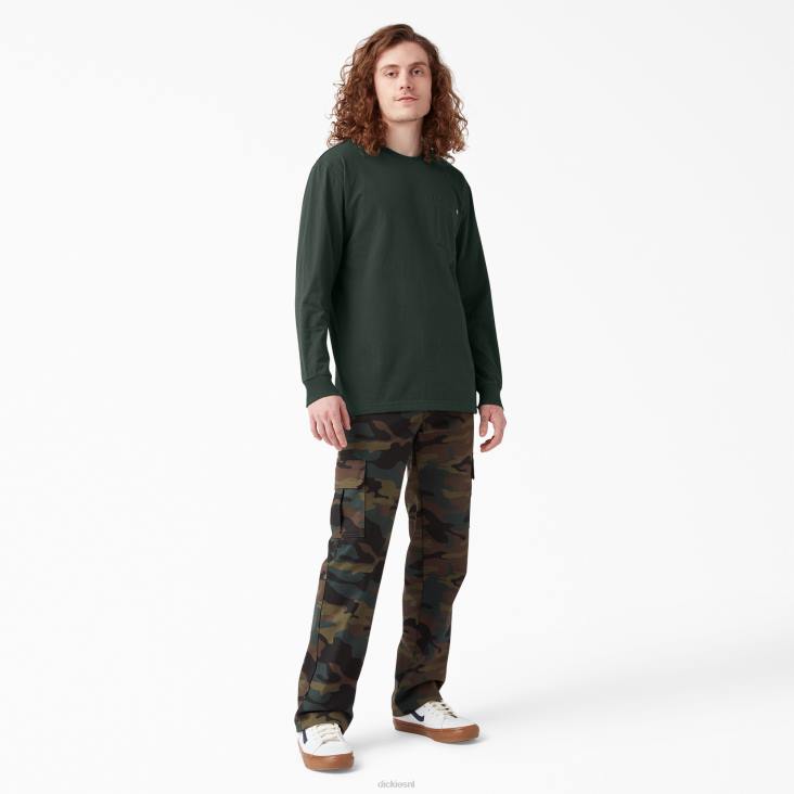 Heren Dickies zwaargewicht T-shirt met lange mouwen jager groen (gh) kleding 6F0X609