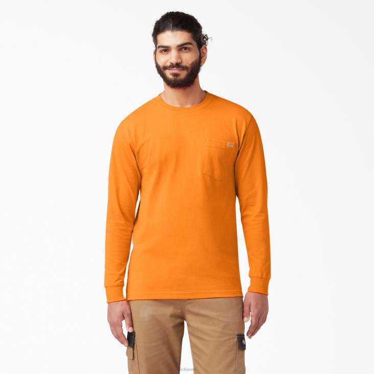 Heren Dickies zwaargewicht T-shirt met lange mouwen oranje (of) kleding 6F0X612