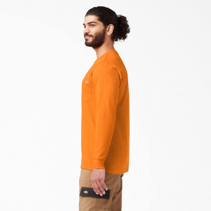 Heren Dickies zwaargewicht T-shirt met lange mouwen oranje (of) kleding 6F0X612