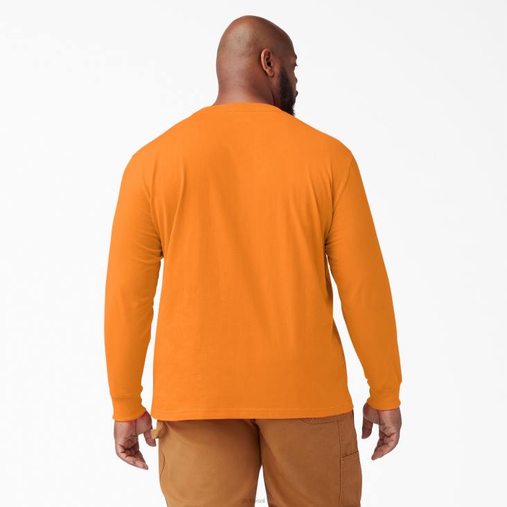 Heren Dickies zwaargewicht T-shirt met lange mouwen oranje (of) kleding 6F0X612