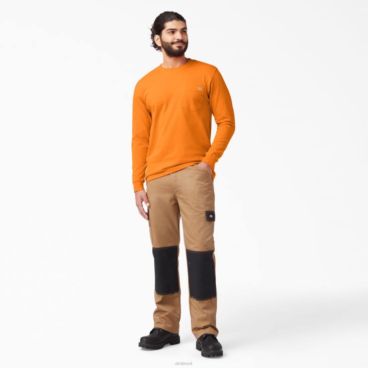 Heren Dickies zwaargewicht T-shirt met lange mouwen oranje (of) kleding 6F0X612
