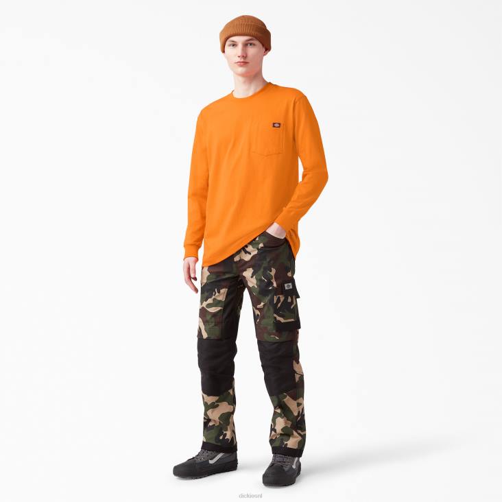 Heren Dickies zwaargewicht T-shirt met lange mouwen oranje (of) kleding 6F0X612