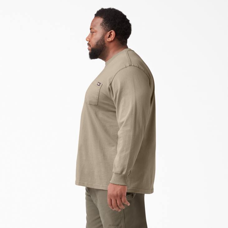 Heren Dickies zwaargewicht T-shirt met lange mouwen woestijnzand (ds) kleding 6F0X606