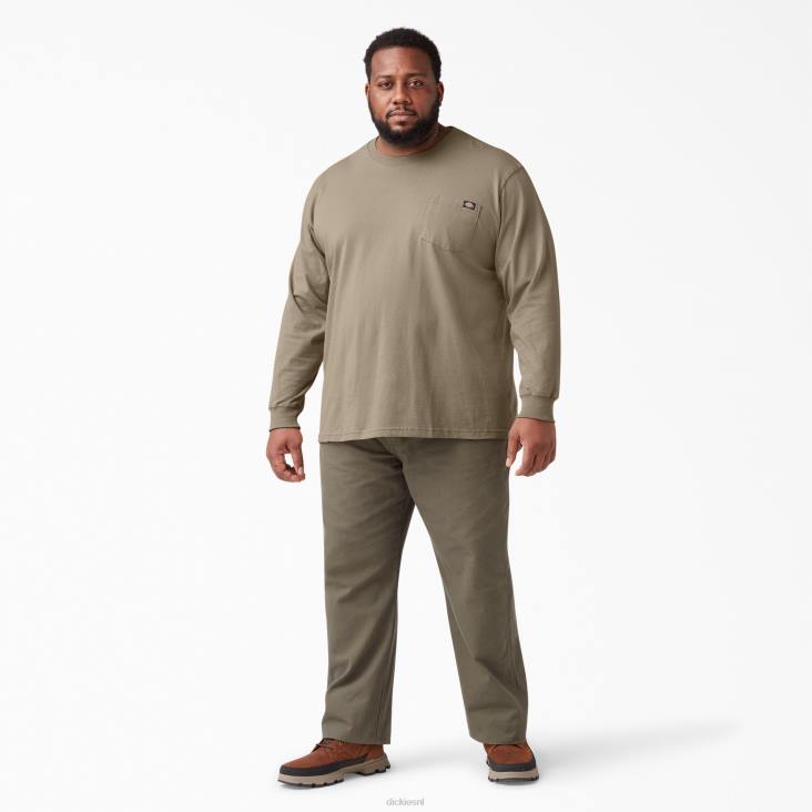 Heren Dickies zwaargewicht T-shirt met lange mouwen woestijnzand (ds) kleding 6F0X606