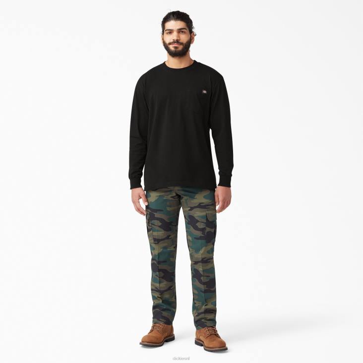 Heren Dickies zwaargewicht T-shirt met lange mouwen zwart (bk) kleding 6F0X601