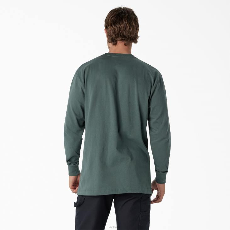 Heren Dickies zwaargewicht T-shirt met logo en lange mouwen lincoln groen (ln) kleding 6F0X871