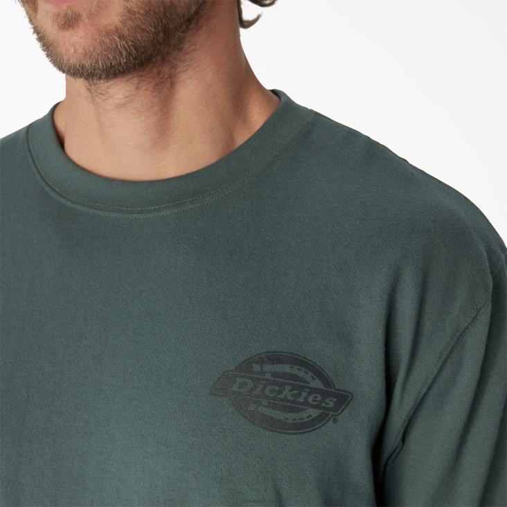 Heren Dickies zwaargewicht T-shirt met logo en lange mouwen lincoln groen (ln) kleding 6F0X871