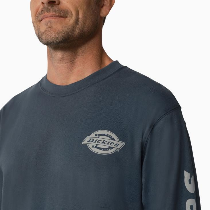 Heren Dickies zwaargewicht T-shirt met logo en lange mouwen luchtmacht blauw (af) kleding 6F0X867