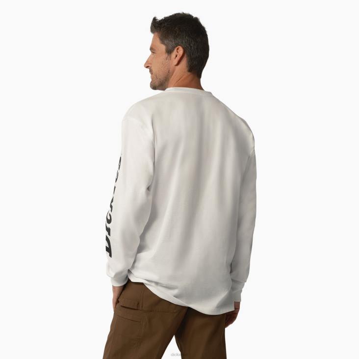 Heren Dickies zwaargewicht T-shirt met logo en lange mouwen wit (wh) kleding 6F0X872