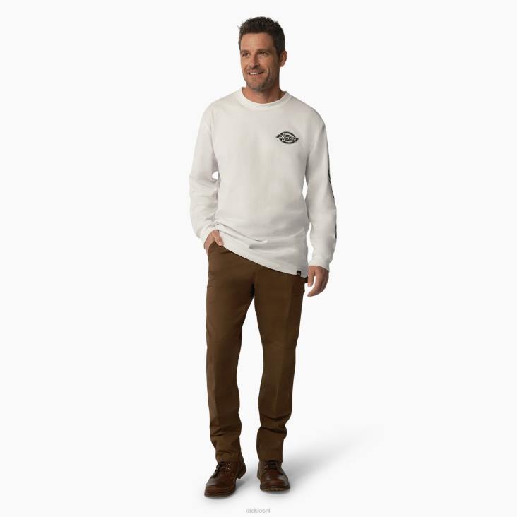 Heren Dickies zwaargewicht T-shirt met logo en lange mouwen wit (wh) kleding 6F0X872