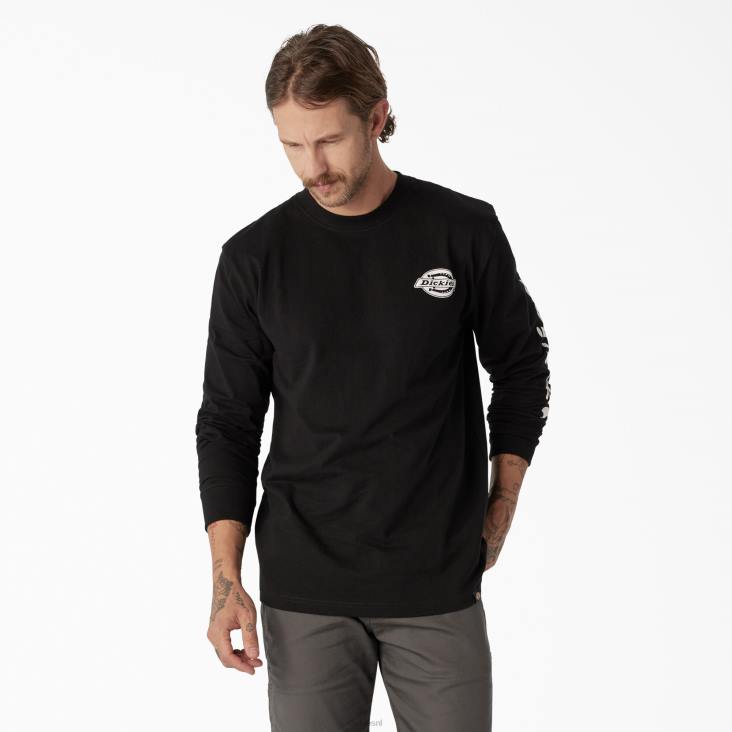 Heren Dickies zwaargewicht T-shirt met logo en lange mouwen zwart (kbk) kleding 6F0X870