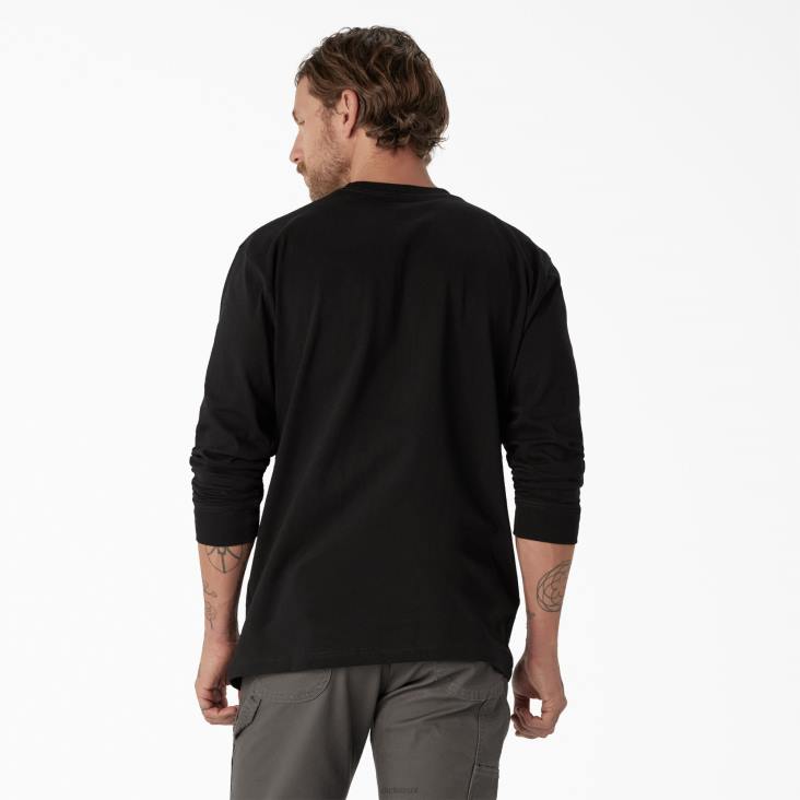 Heren Dickies zwaargewicht T-shirt met logo en lange mouwen zwart (kbk) kleding 6F0X870
