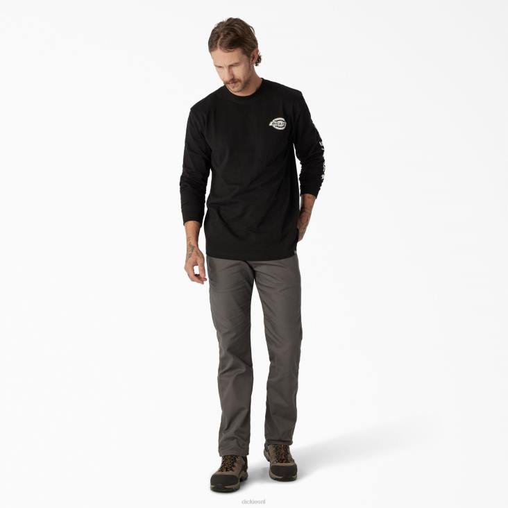 Heren Dickies zwaargewicht T-shirt met logo en lange mouwen zwart (kbk) kleding 6F0X870
