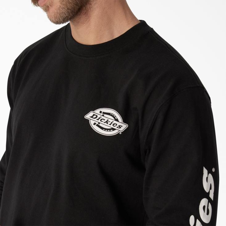 Heren Dickies zwaargewicht T-shirt met logo en lange mouwen zwart (kbk) kleding 6F0X870