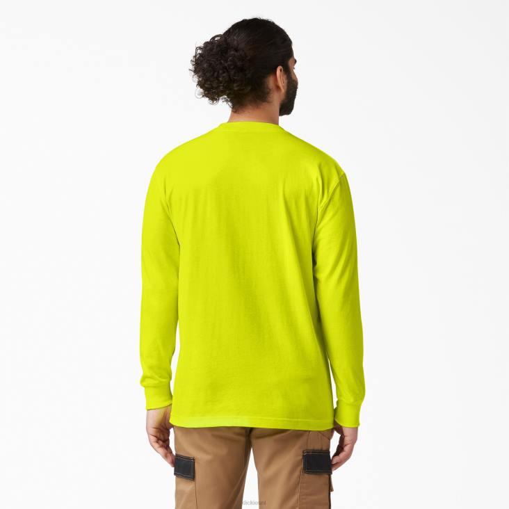 Heren Dickies zwaargewicht neon T-shirt met lange mouwen helder geel (bwd) kleding 6F0X669