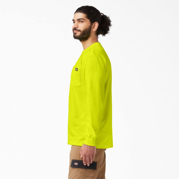 Heren Dickies zwaargewicht neon T-shirt met lange mouwen helder geel (bwd) kleding 6F0X669