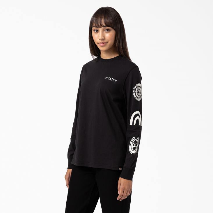 vrouwen Dickies Falkville T-shirt met lange mouwen zwart (kbk) kleding 6F0X2164
