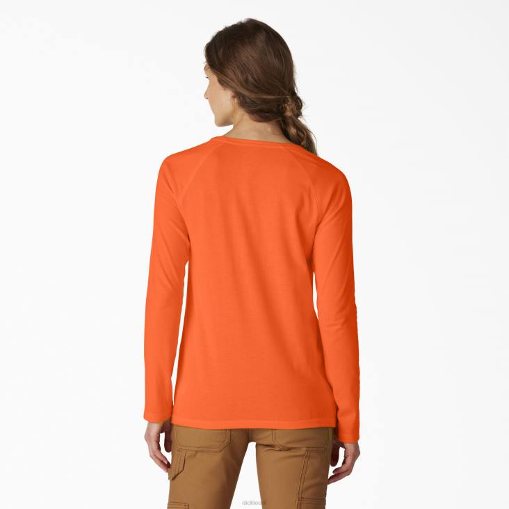 vrouwen Dickies verkoelend T-shirt met lange mouwen fel oranje (bod) kleding 6F0X1628