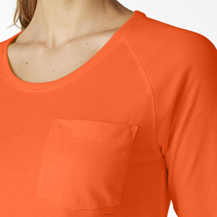 vrouwen Dickies verkoelend T-shirt met lange mouwen fel oranje (bod) kleding 6F0X1628