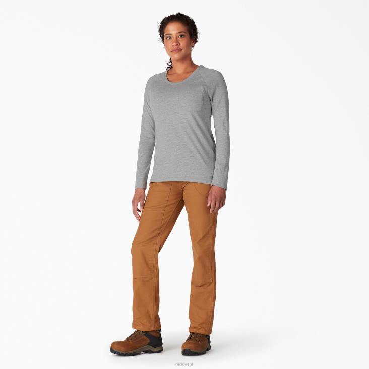 vrouwen Dickies verkoelend T-shirt met lange mouwen grijs gespikkeld (hg) kleding 6F0X1635