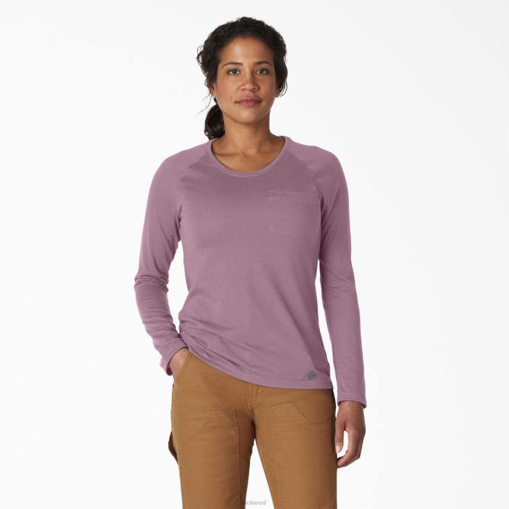 vrouwen Dickies verkoelend T-shirt met lange mouwen mauve schaduwheide (vsh) kleding 6F0X1638
