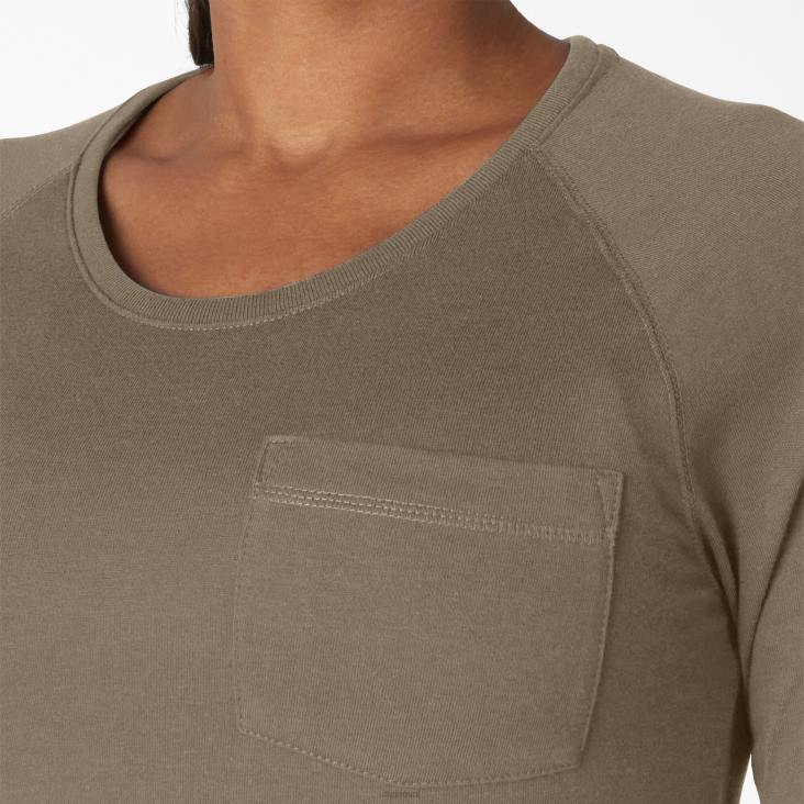 vrouwen Dickies verkoelend T-shirt met lange mouwen militair groene heide (mld) kleding 6F0X1637