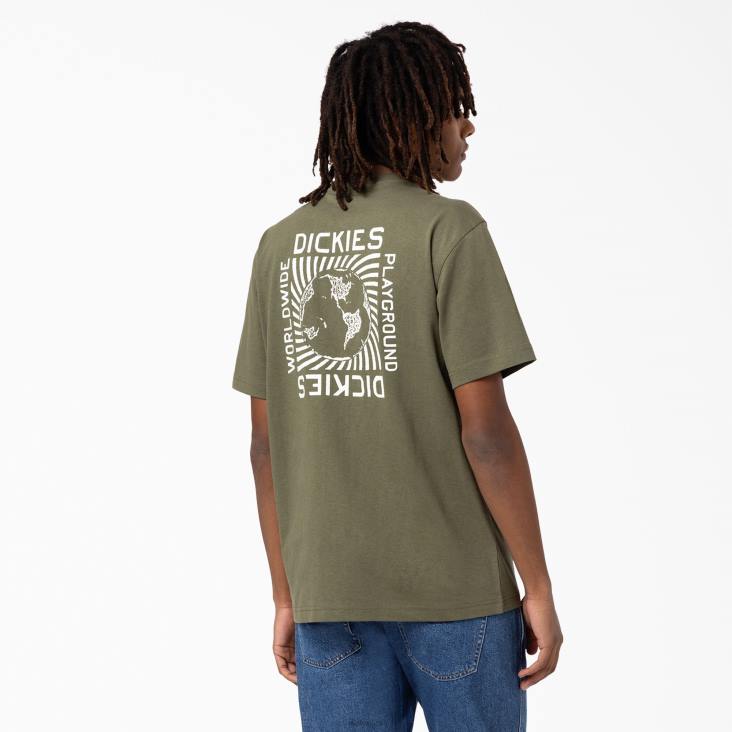 Heren Dickies Marbury T-shirt met korte mouwen militair groen (ml) kleding 6F0X802