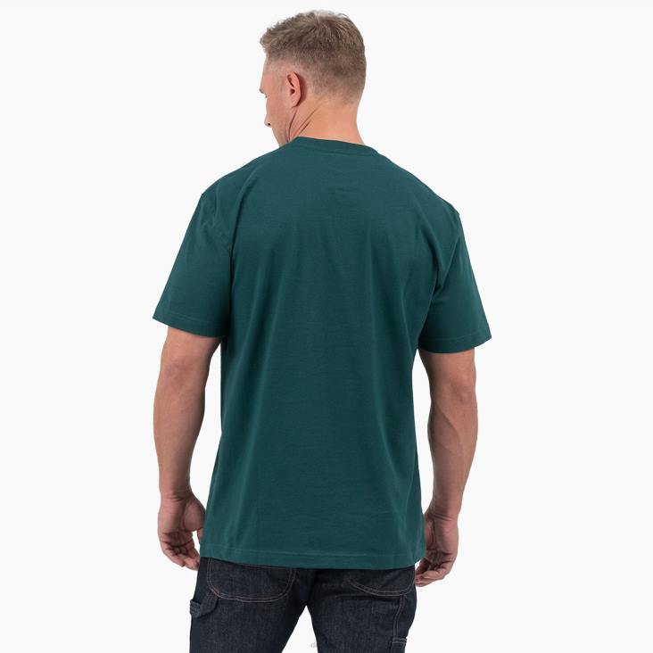 Heren Dickies T-shirt met driekleurig logo en korte mouwen bosgroen (ft) kleding 6F0X710