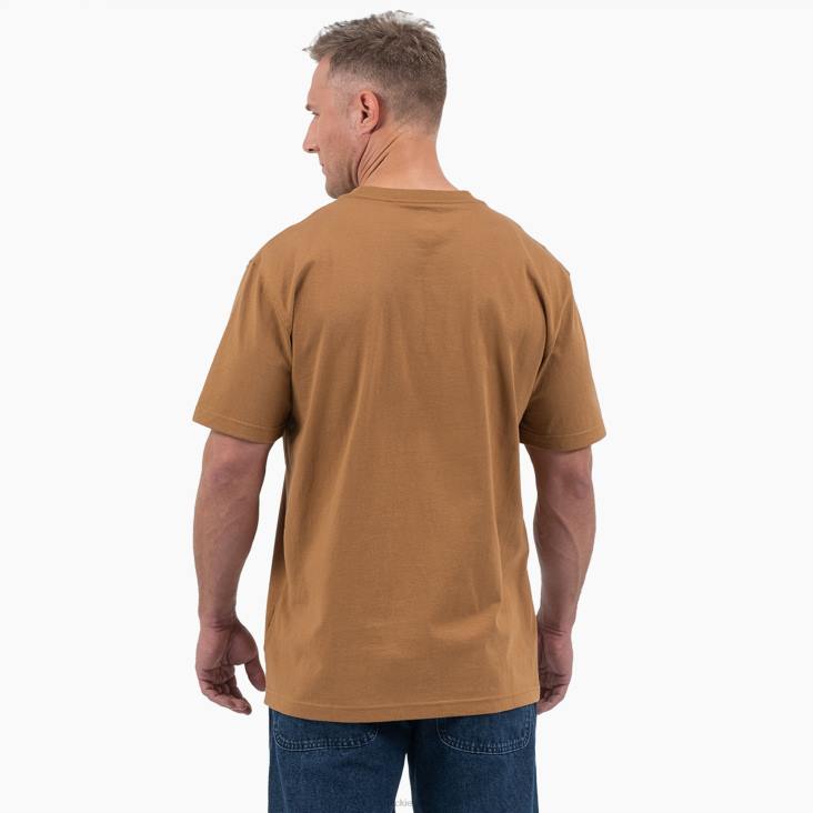 Heren Dickies T-shirt met driekleurig logo en korte mouwen bruine eend (bd) kleding 6F0X707