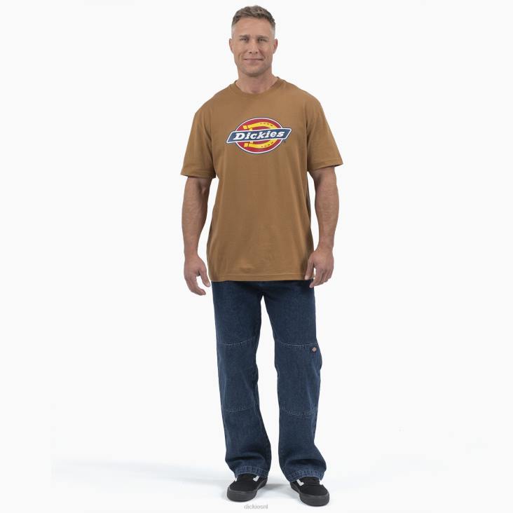 Heren Dickies T-shirt met driekleurig logo en korte mouwen bruine eend (bd) kleding 6F0X707