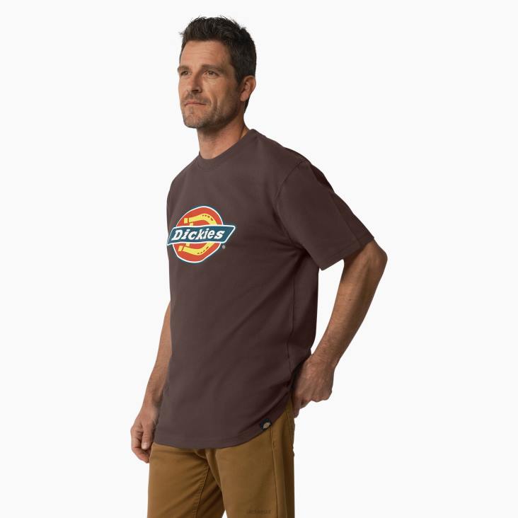 Heren Dickies T-shirt met driekleurig logo en korte mouwen chocoladebruin (cb) kleding 6F0X708