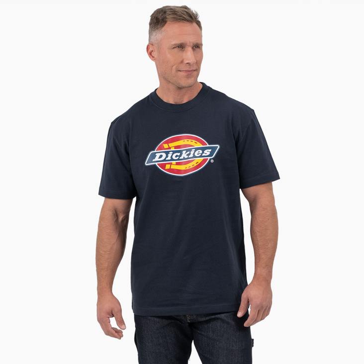 Heren Dickies T-shirt met driekleurig logo en korte mouwen donker marineblauw (dn) kleding 6F0X709