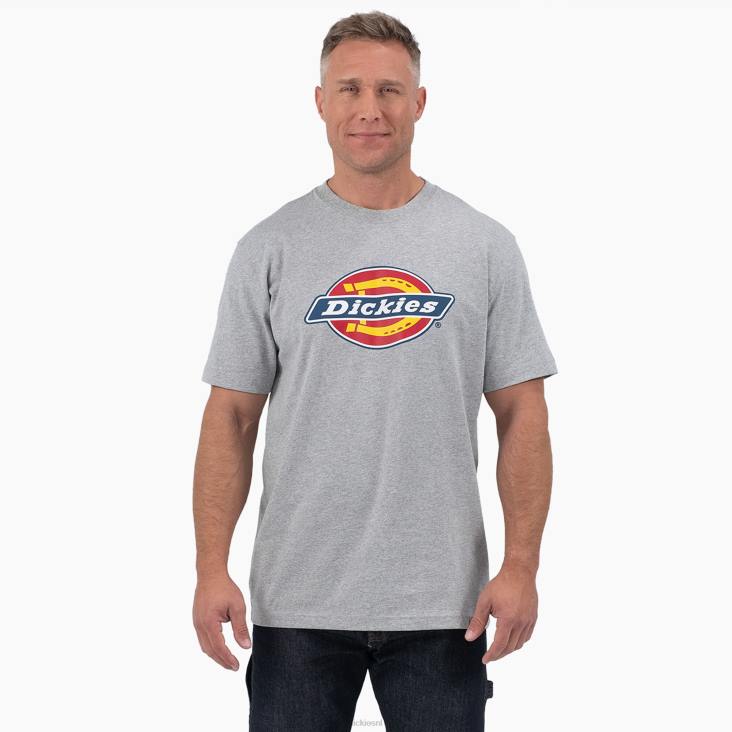 Heren Dickies T-shirt met driekleurig logo en korte mouwen grijs gespikkeld (hg) kleding 6F0X711