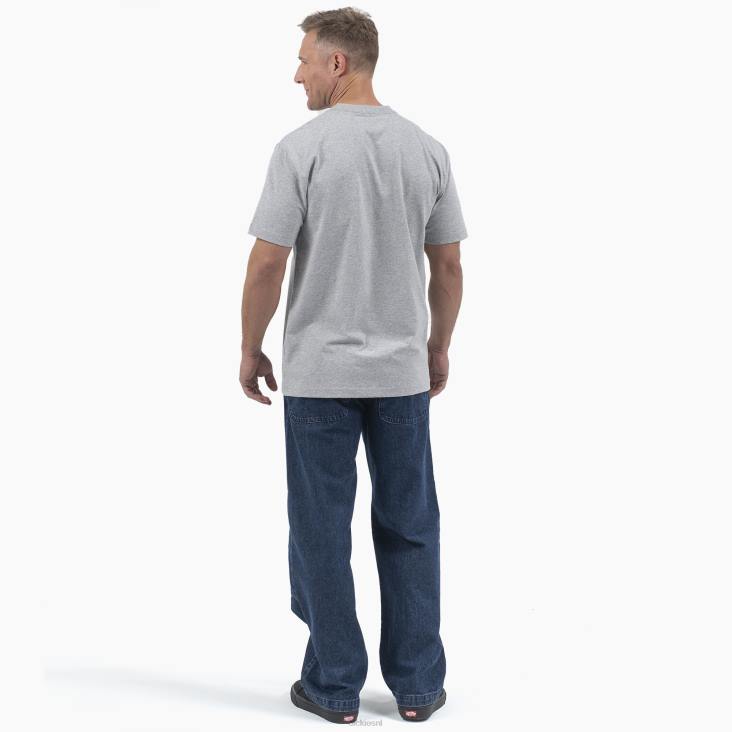Heren Dickies T-shirt met driekleurig logo en korte mouwen grijs gespikkeld (hg) kleding 6F0X711